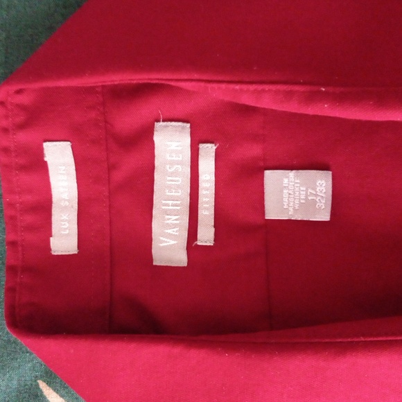 Van Heusen Lux Sateen Style Fitted Shirt (Size: 17" neck; 32-33 waist; Large) - Picture 7 of 11